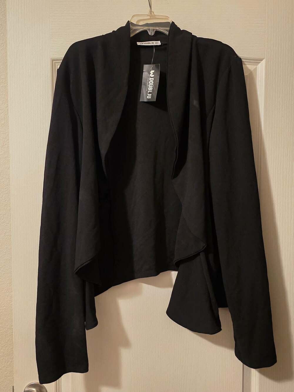 NWT Doublju Draped Open Front Cardigan Jacket Size 3X Black